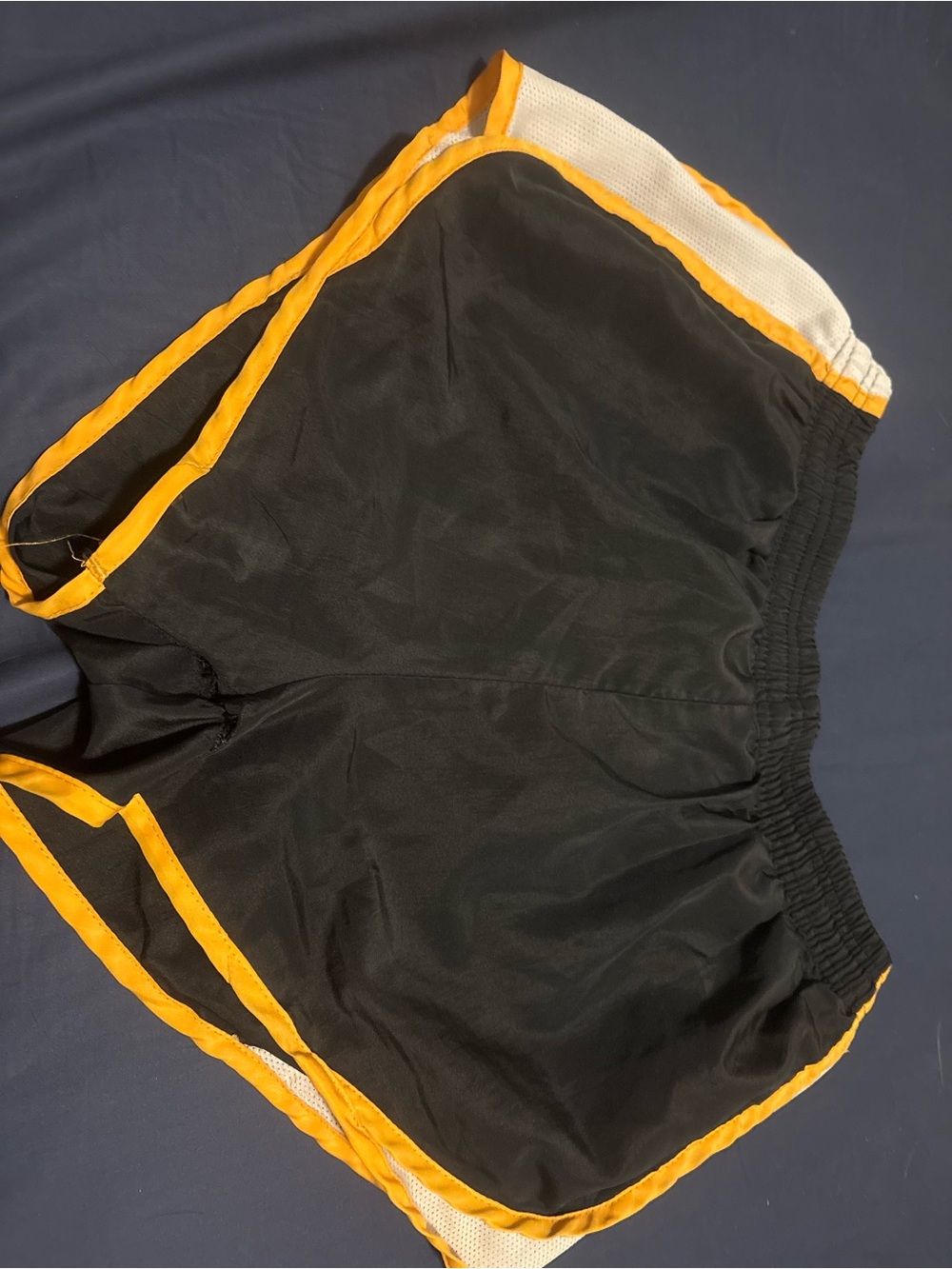 Women's Black Athletic Shorts with Yellow Trim